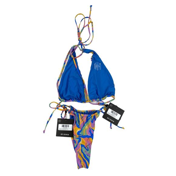 9.0 Swim - Frankie Multi Bikini Top & Bottoms in Blue & Purple - Picture 4 of 7